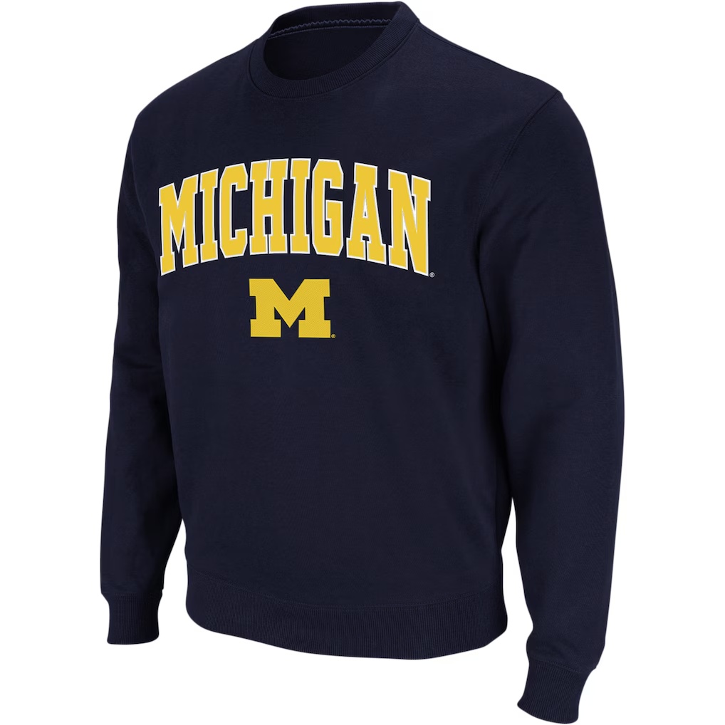 Michigan Wolverines Colosseum Arch & Logo Crew Neck Sweatshirt - Navy