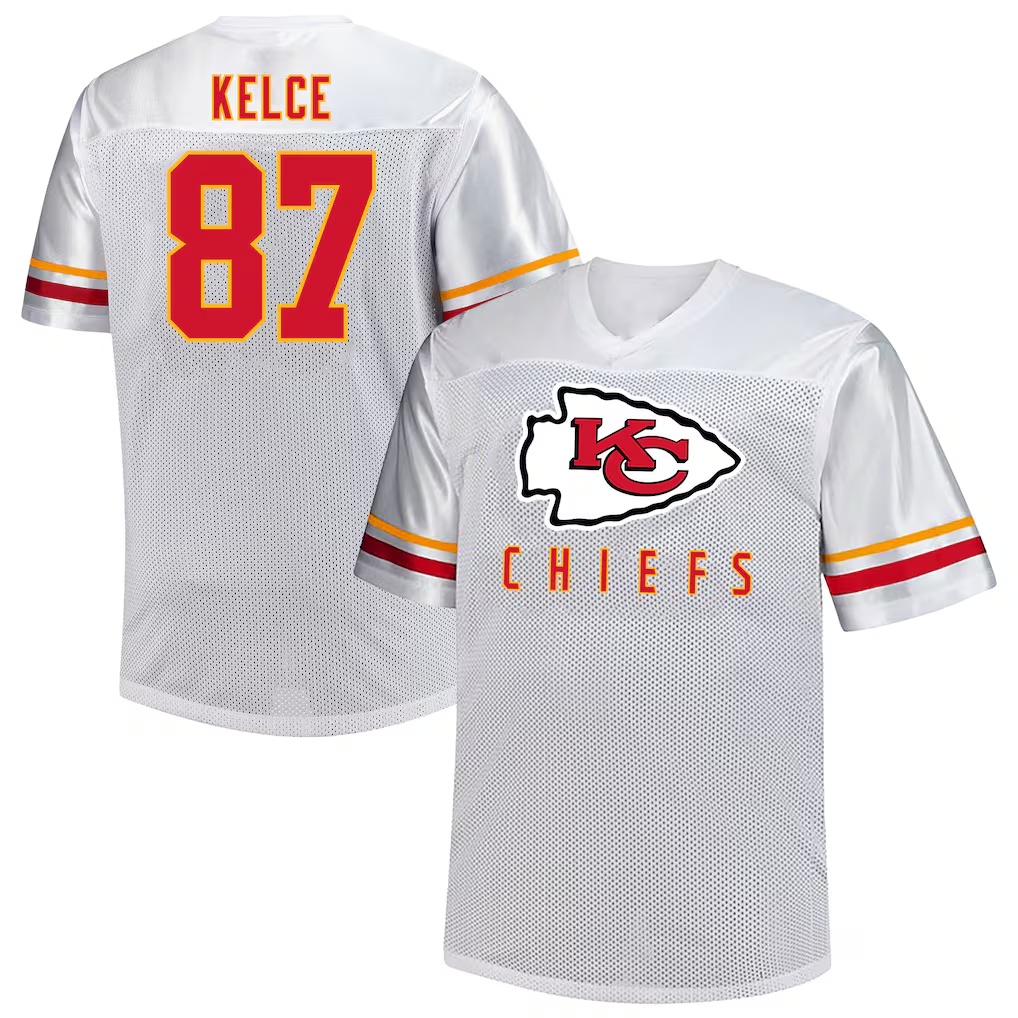 Travis Kelce Kansas City Chiefs Fanatics Big & Tall V-Neck Fashion Jersey - White