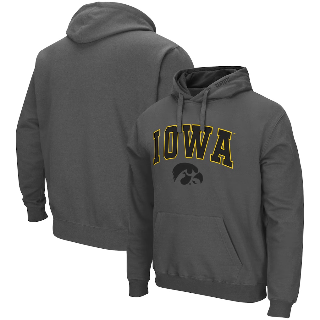 Iowa Hawkeyes Colosseum Arch & Logo 3.0 Pullover Hoodie - Charcoal