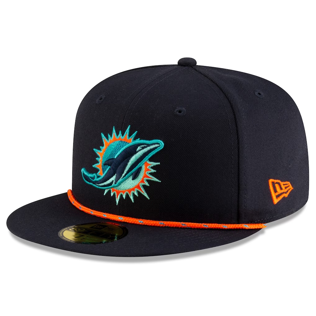 Miami Dolphins New Era 2025 Rivalries Collection Sideline Rope 59FIFTY Fitted Hat - Pitch Blue