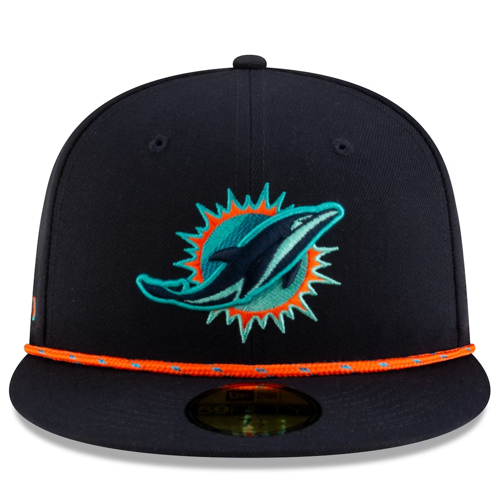 Miami Dolphins New Era 2025 Rivalries Collection Sideline Rope 59FIFTY Fitted Hat - Pitch Blue