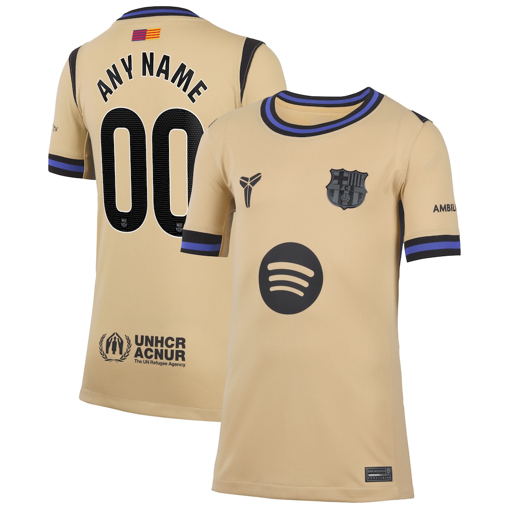 Barcelona Nike Youth 2025/26 Away Stadium Replica Custom Jersey - Gold