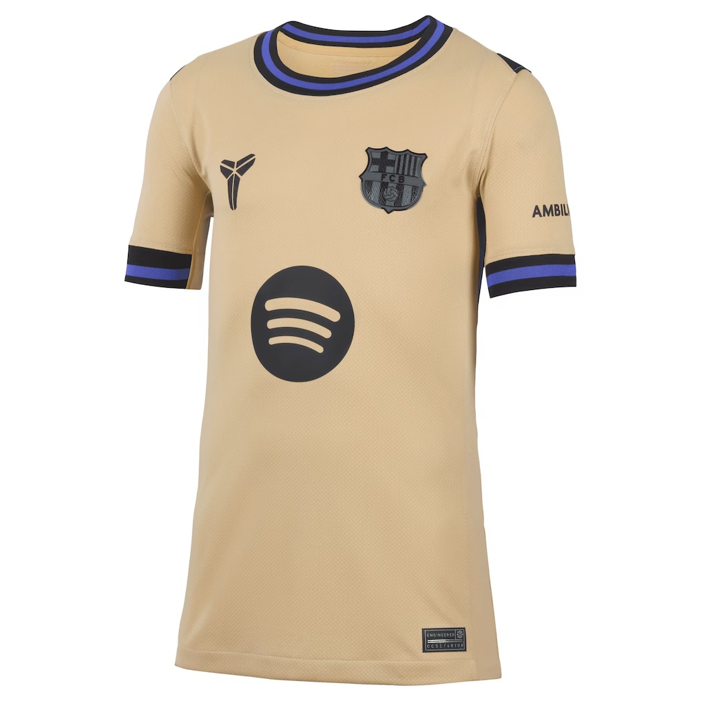 Barcelona Nike Youth 2025/26 Away Stadium Replica Custom Jersey - Gold