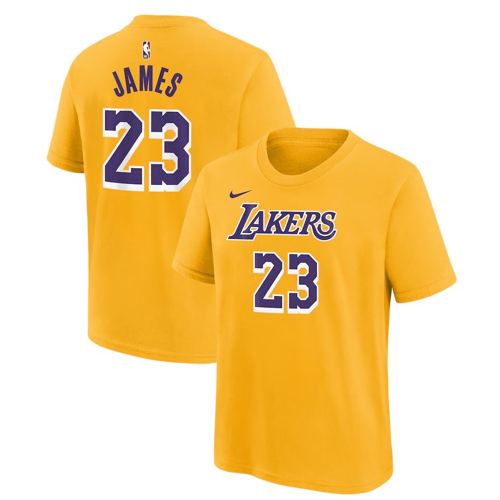 LeBron James Los Angeles Lakers Youth Icon Name & Number T-Shirt - Gold
