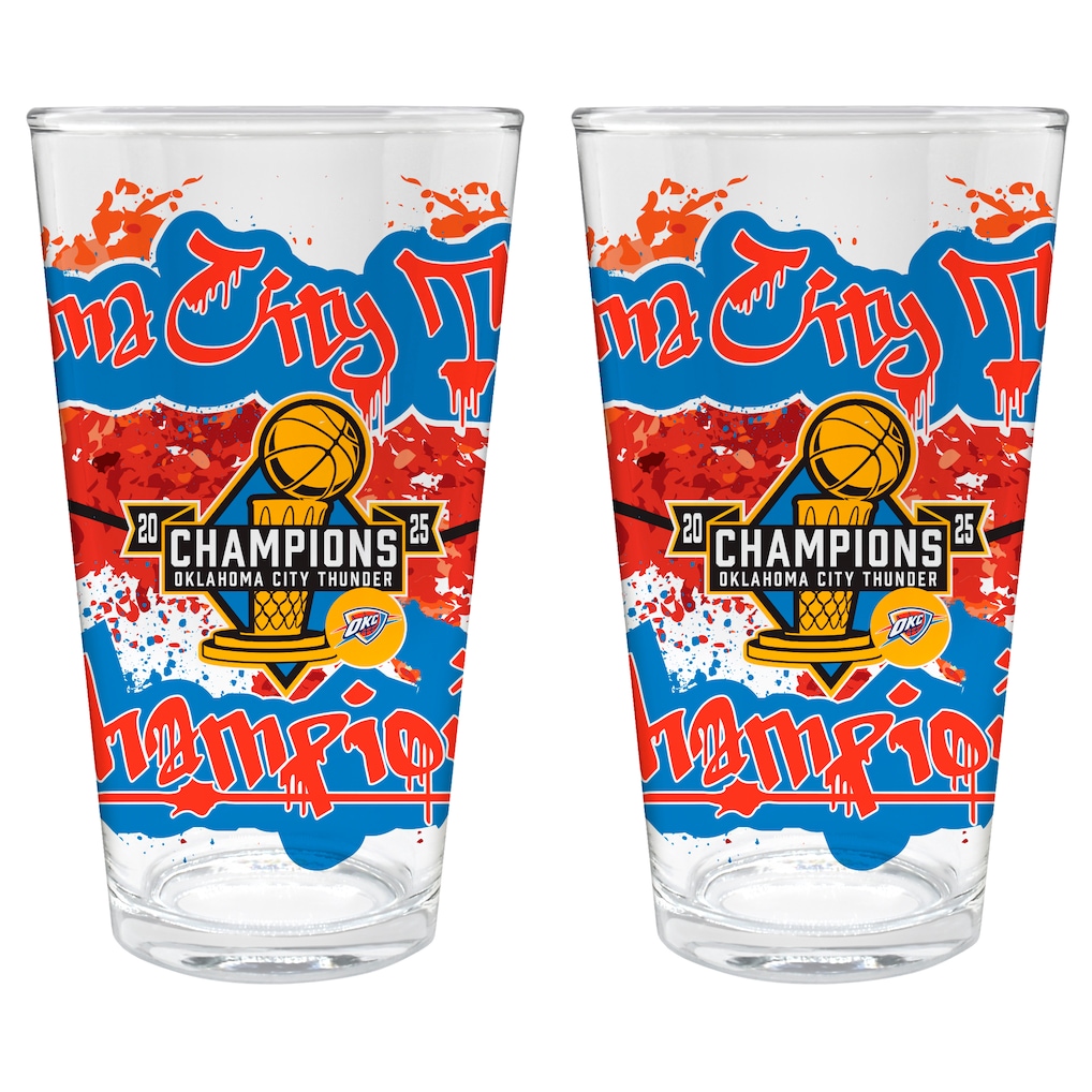 Oklahoma City Thunder 2025 NBA Finals Champions Two-Piece 16oz. Pint Glass Set