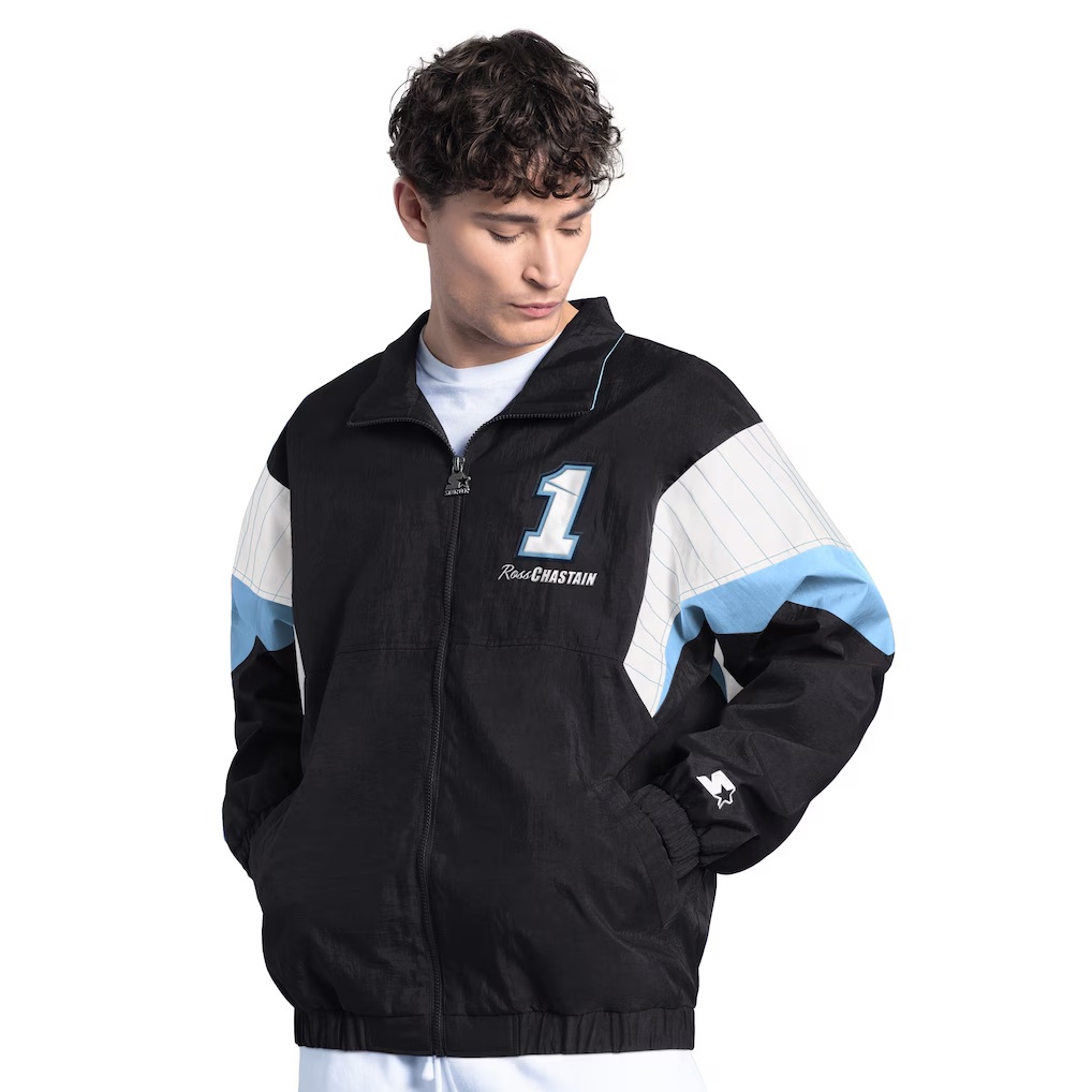 Ross Chastain Starter Busch Light Yard Line Full-Zip Jacket - Black/Light Blue