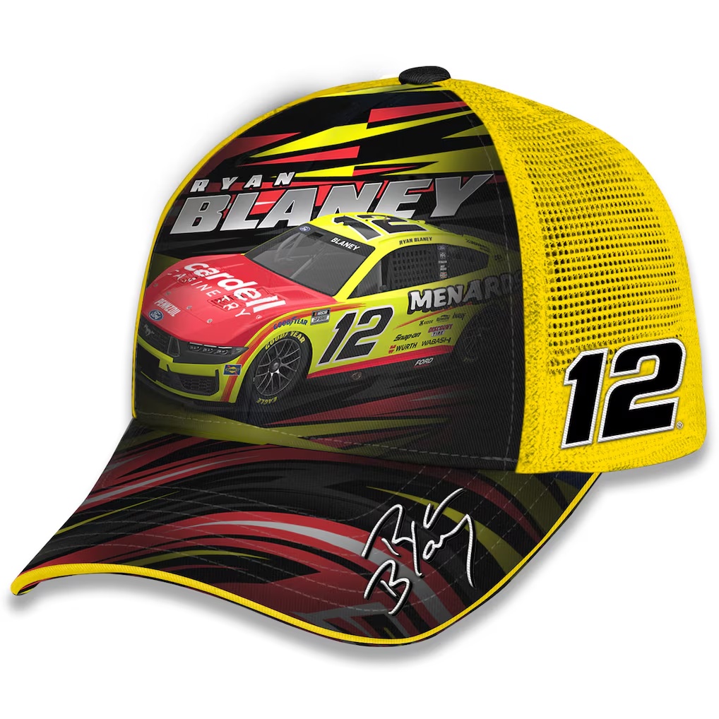 Ryan Blaney Checkered Flag Sports Unisex Menards Trucker Adjustable Hat - Yellow