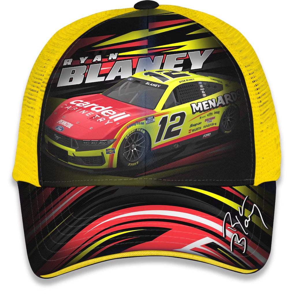 Ryan Blaney Checkered Flag Sports Unisex Menards Trucker Adjustable Hat - Yellow