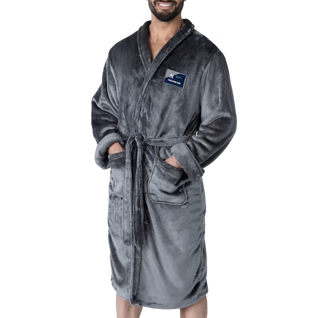 New York Yankees The Northwest Group Snipe Personalized Robe - Charcoal