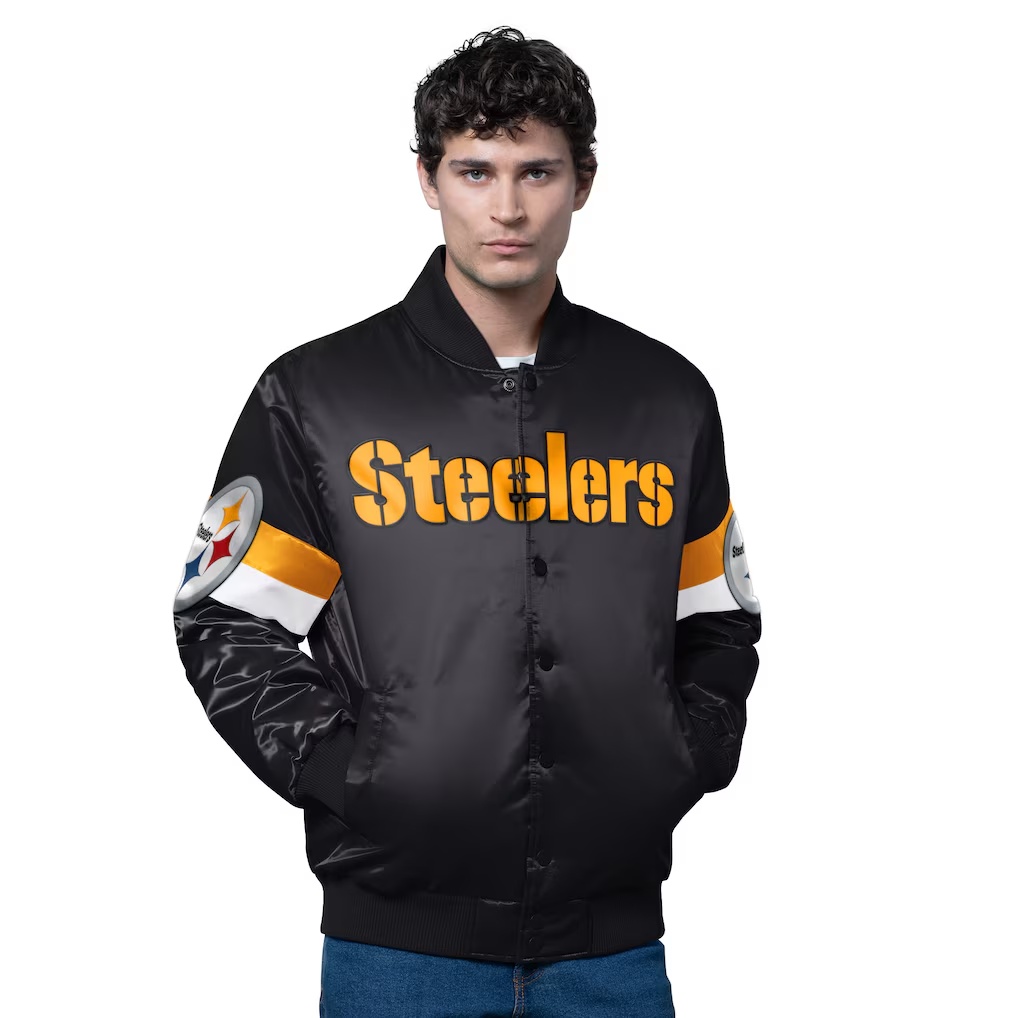 Pittsburgh Steelers Starter Triple Option Satin Varsity Full-Snap Jacket - Black