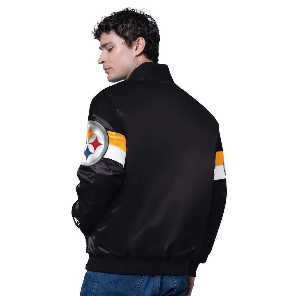 Pittsburgh Steelers Starter Triple Option Satin Varsity Full-Snap Jacket - Black