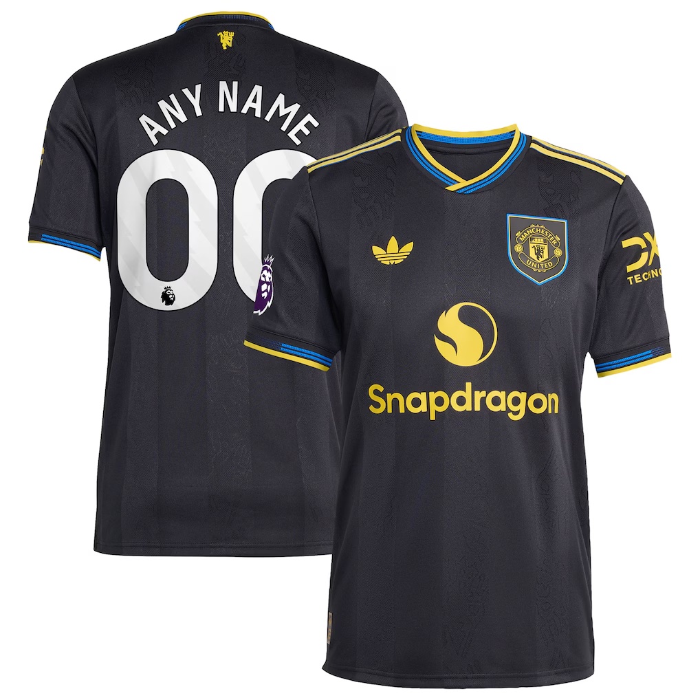 Manchester United adidas 2025/26 Third Authentic Custom Jersey - Black