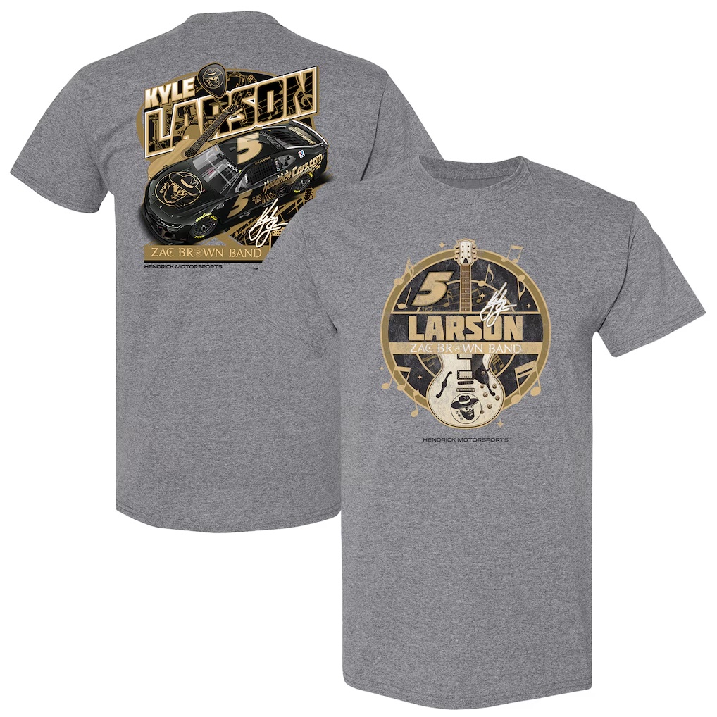 Kyle Larson Hendrick Motorsports Team Collection Zac Brown Band 2025 Chevrolet Camaro T-Shirt - Heather Gray