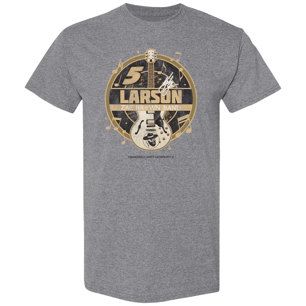 Kyle Larson Hendrick Motorsports Team Collection Zac Brown Band 2025 Chevrolet Camaro T-Shirt - Heather Gray