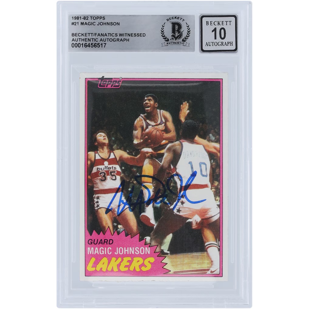 Magic Johnson Los Angeles Lakers Autographed 1981-82 Topps #21 Beckett Fanatics Witnessed Authenticated 10 Card