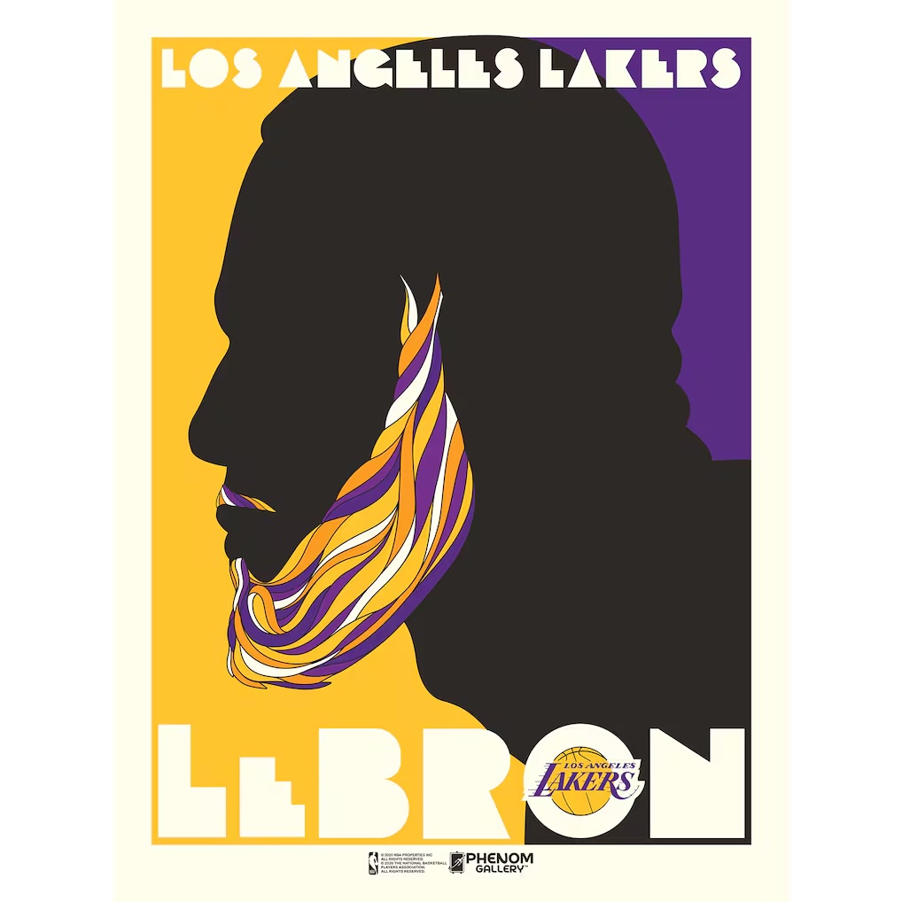 LeBron James Los Angeles Lakers Phenom Gallery Limited Edition 18'' x 24'' Push Glass Serigraph Poster Art Print