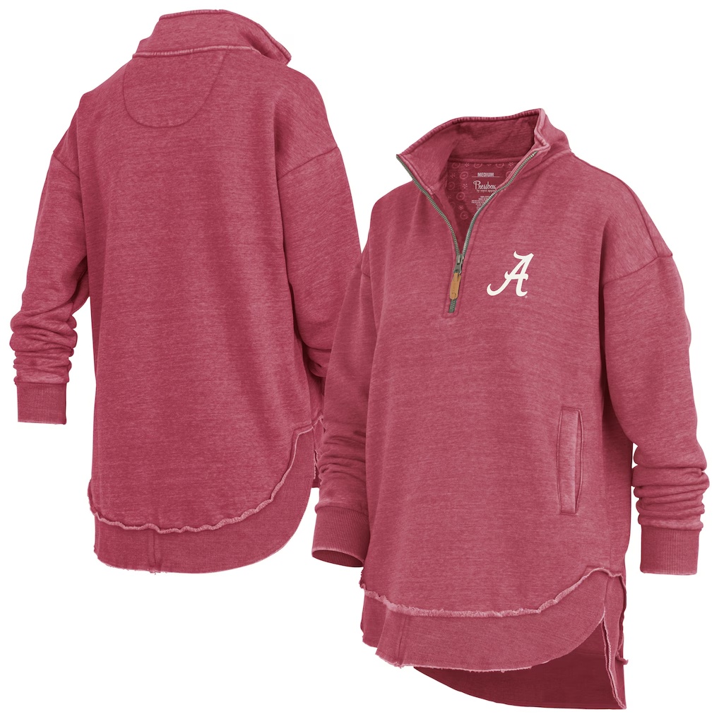 Alabama Crimson Tide Pressbox Women's Northfork Sojourn Poncho Quarter-Zip Sweatshirt - Crimson