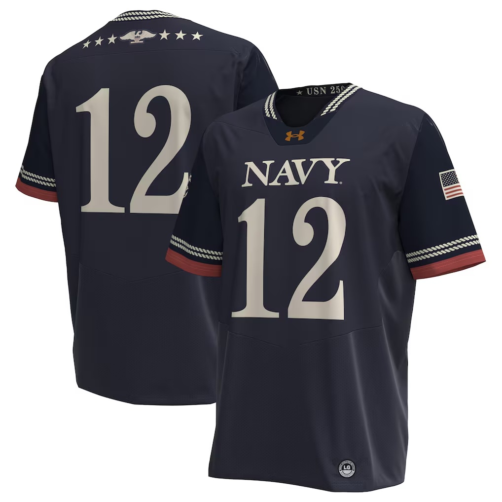 Navy Midshipmen Under Armour 250th Anniversary Uniform Sideline Collection Replica Jersey - Navy