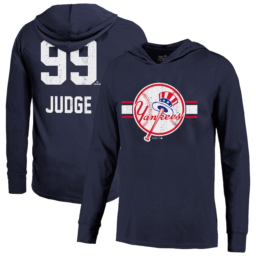 Aaron Judge New York Yankees Majestic Threads Lightweight Name & Number Hoodie - Navy