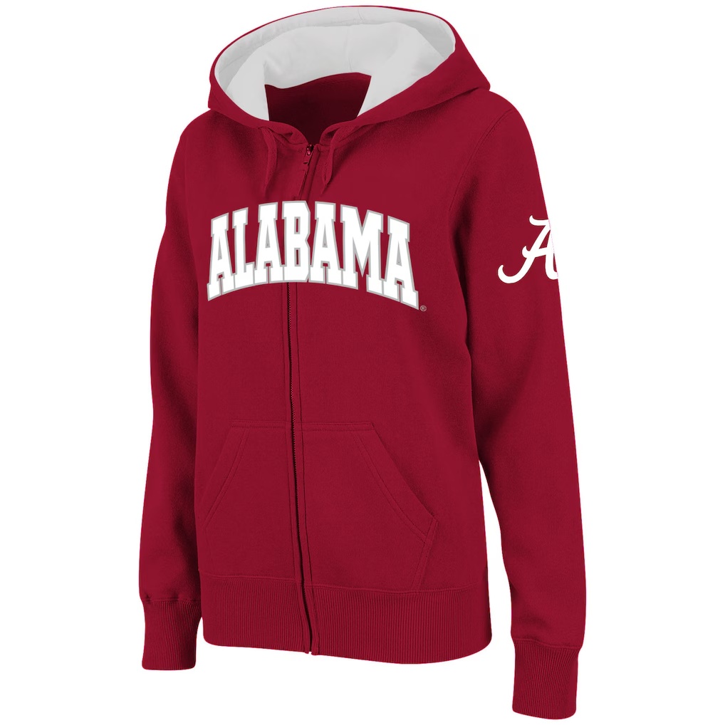 Alabama Crimson Tide Stadium Athletic Women's Arched Name Full-Zip Hoodie - Crimson