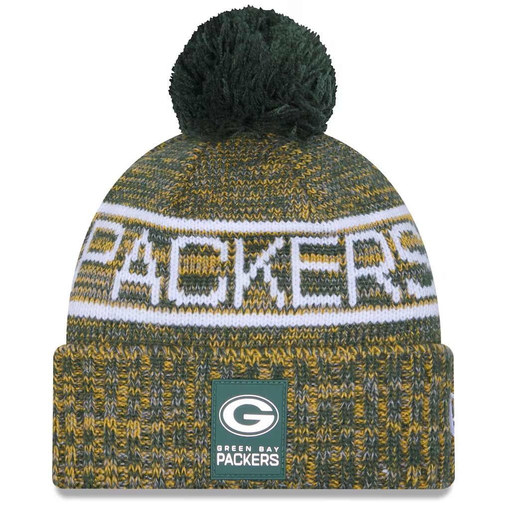1651-Green-Bay-Packers-New-Era-2025-Sideline-Cold-Weather-Cuffed-Knit-Hat-with-Pom-Green-1.jpg Green Bay Packers New Era 2025 Sideline Cold Weather Cuffed Knit Hat with Pom - Green