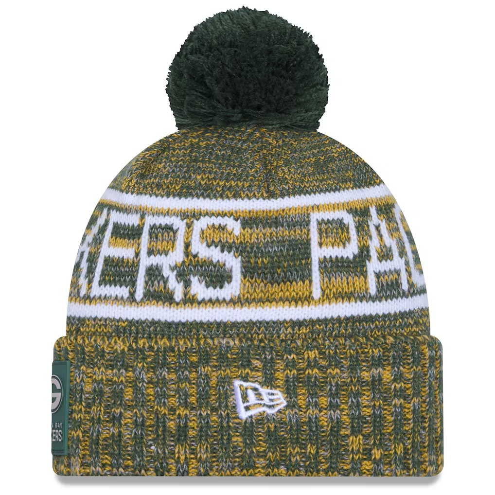 1651-Green-Bay-Packers-New-Era-2025-Sideline-Cold-Weather-Cuffed-Knit-Hat-with-Pom-Green-2.jpg Green Bay Packers New Era 2025 Sideline Cold Weather Cuffed Knit Hat with Pom - Green