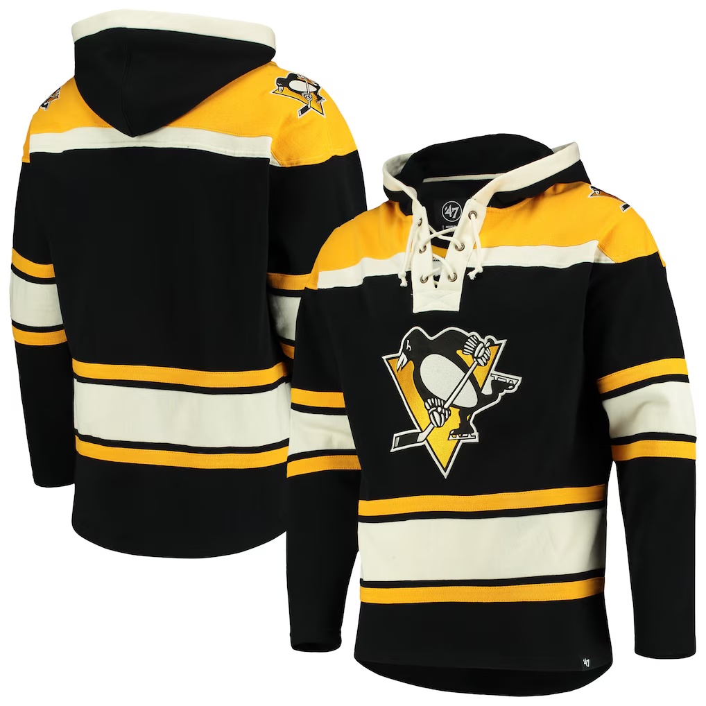 Pittsburgh Penguins '47 Superior Lacer Lace-up Hoodie - Black
