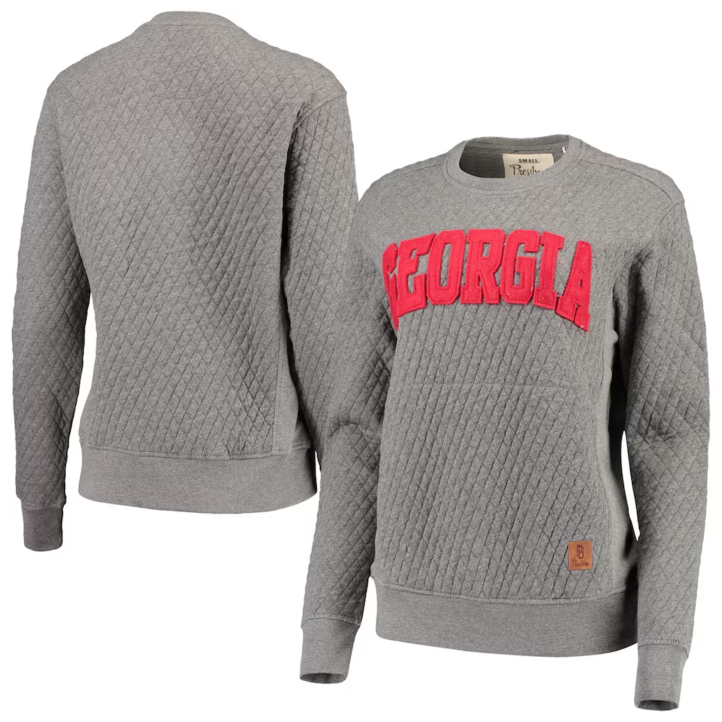 Georgia Bulldogs Pressbox Women's Moose Quilted Pullover Sweatshirt - Heather Charcoal
