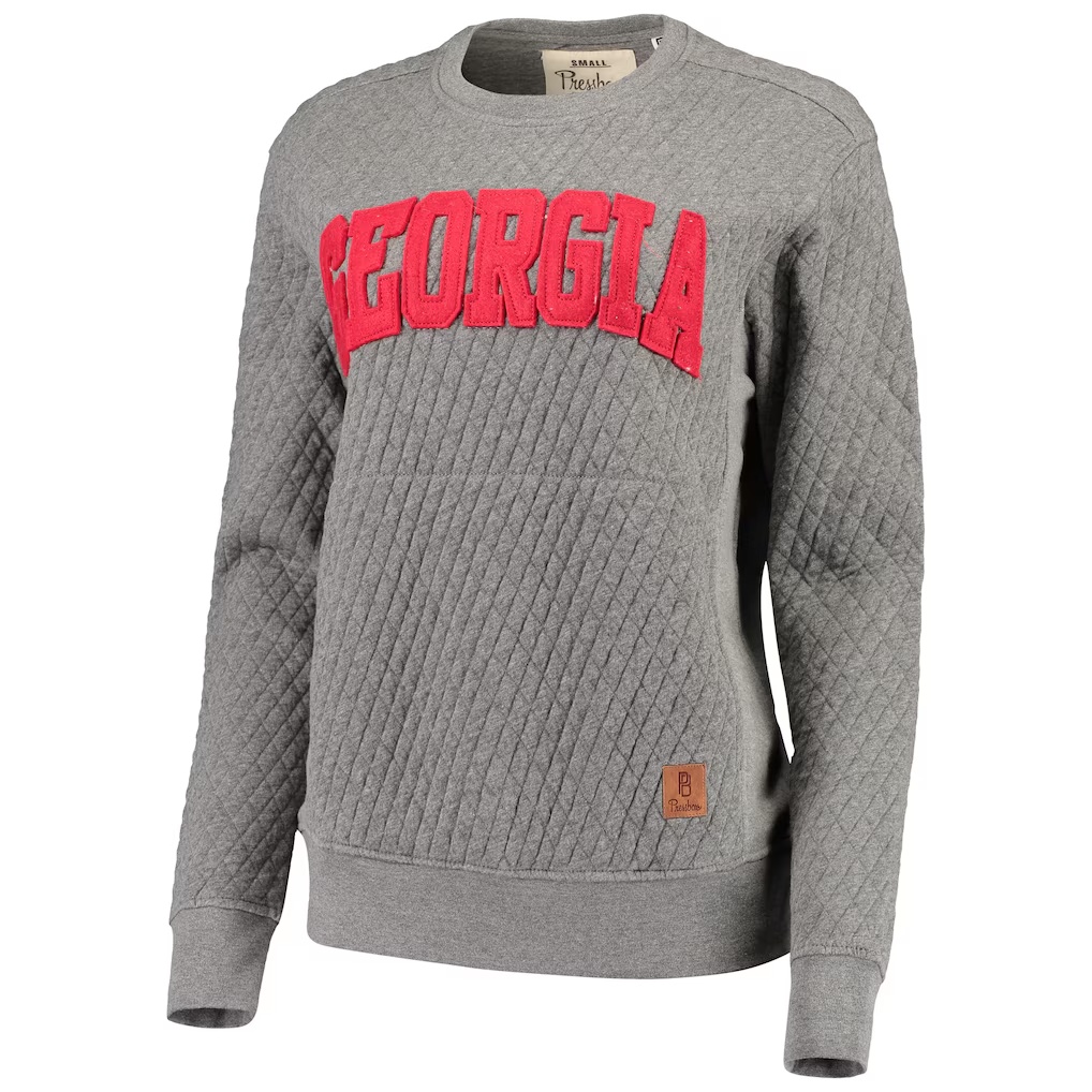 Georgia Bulldogs Pressbox Women's Moose Quilted Pullover Sweatshirt - Heather Charcoal