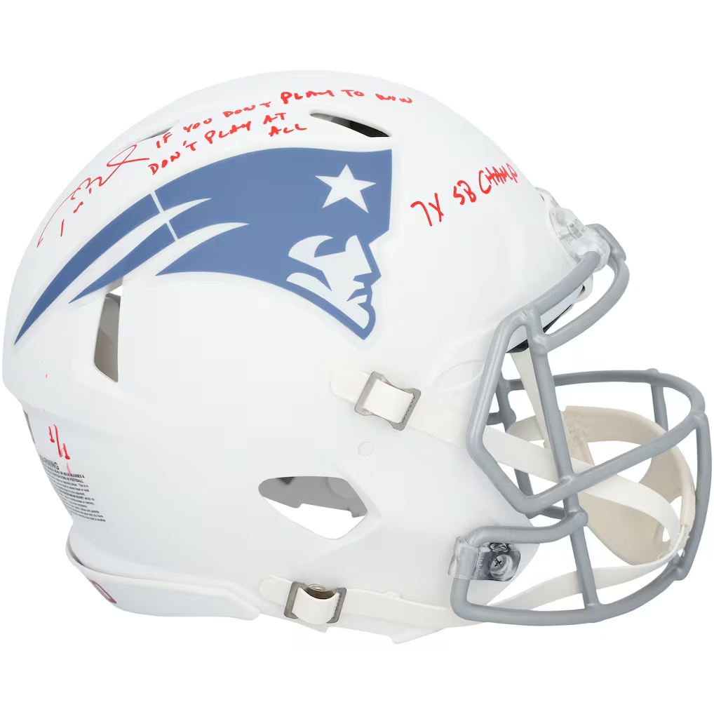 Tom Brady New England Patriots Autographed Fanatics Authentic Riddell Rivalry Speed Authentic Helmet with Multiple Inscriptions - Limited Edition #1/1