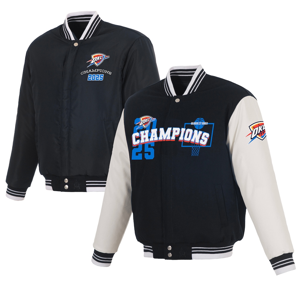 Oklahoma City Thunder JH Design 2025 NBA Finals Champions Reversible Wool Full-Snap Jacket - Navy