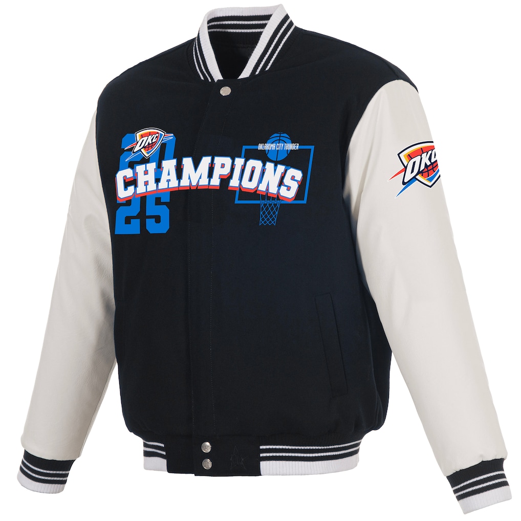 Oklahoma City Thunder JH Design 2025 NBA Finals Champions Reversible Wool Full-Snap Jacket - Navy