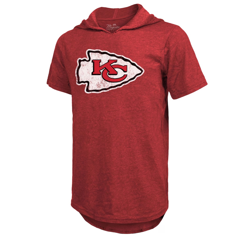 Travis Kelce Kansas City Chiefs Majestic Threads Player Name & Number Tri-Blend Hoodie T-Shirt - Red