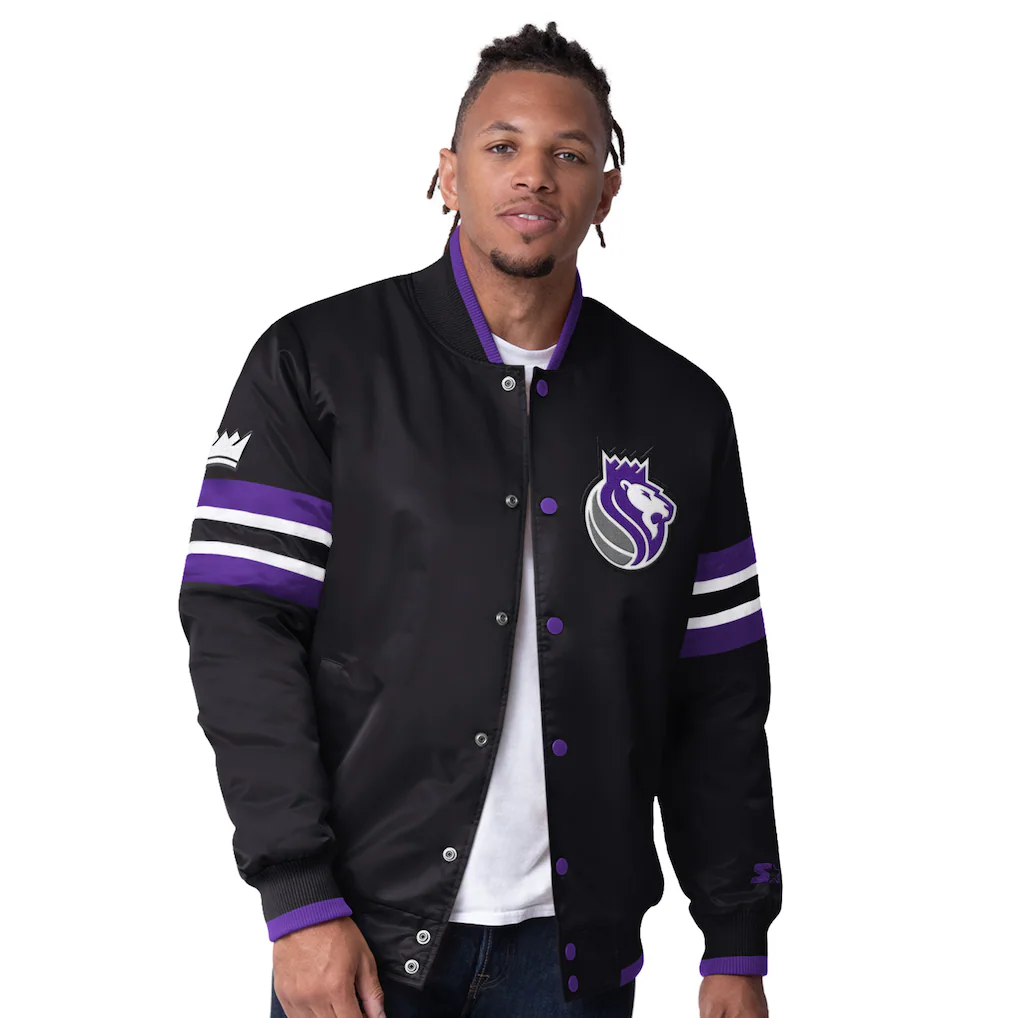 Sacramento Kings Starter Scout Varsity Satin Full-Snap Jacket - Black