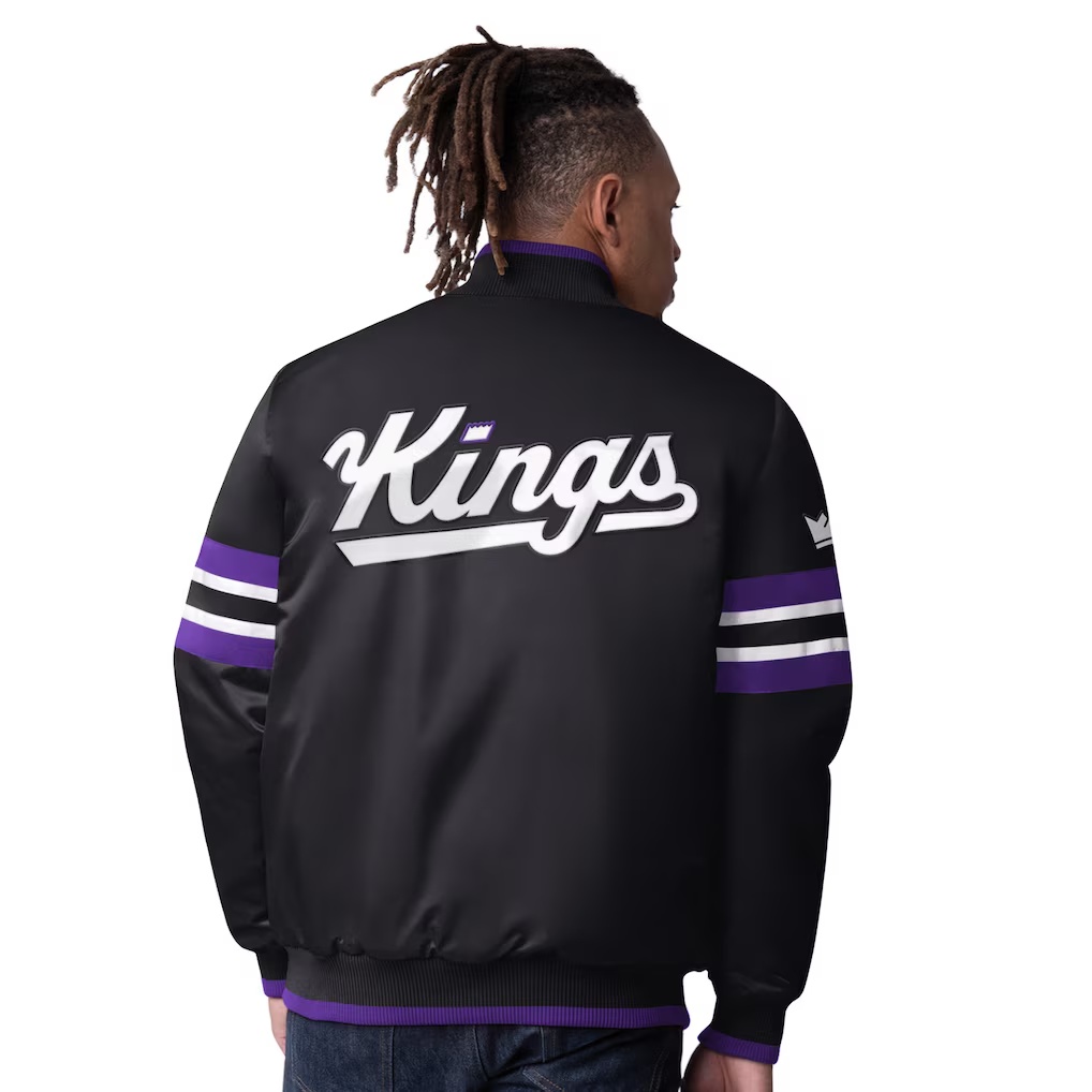 Sacramento Kings Starter Scout Varsity Satin Full-Snap Jacket - Black