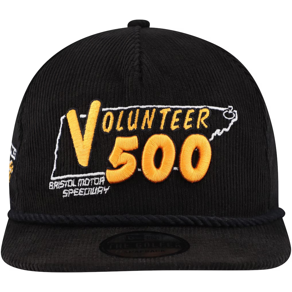 Bristol Motor Speedway New Era Volunteer 500 Retro Cord Golfer Adjustable Hat - Black