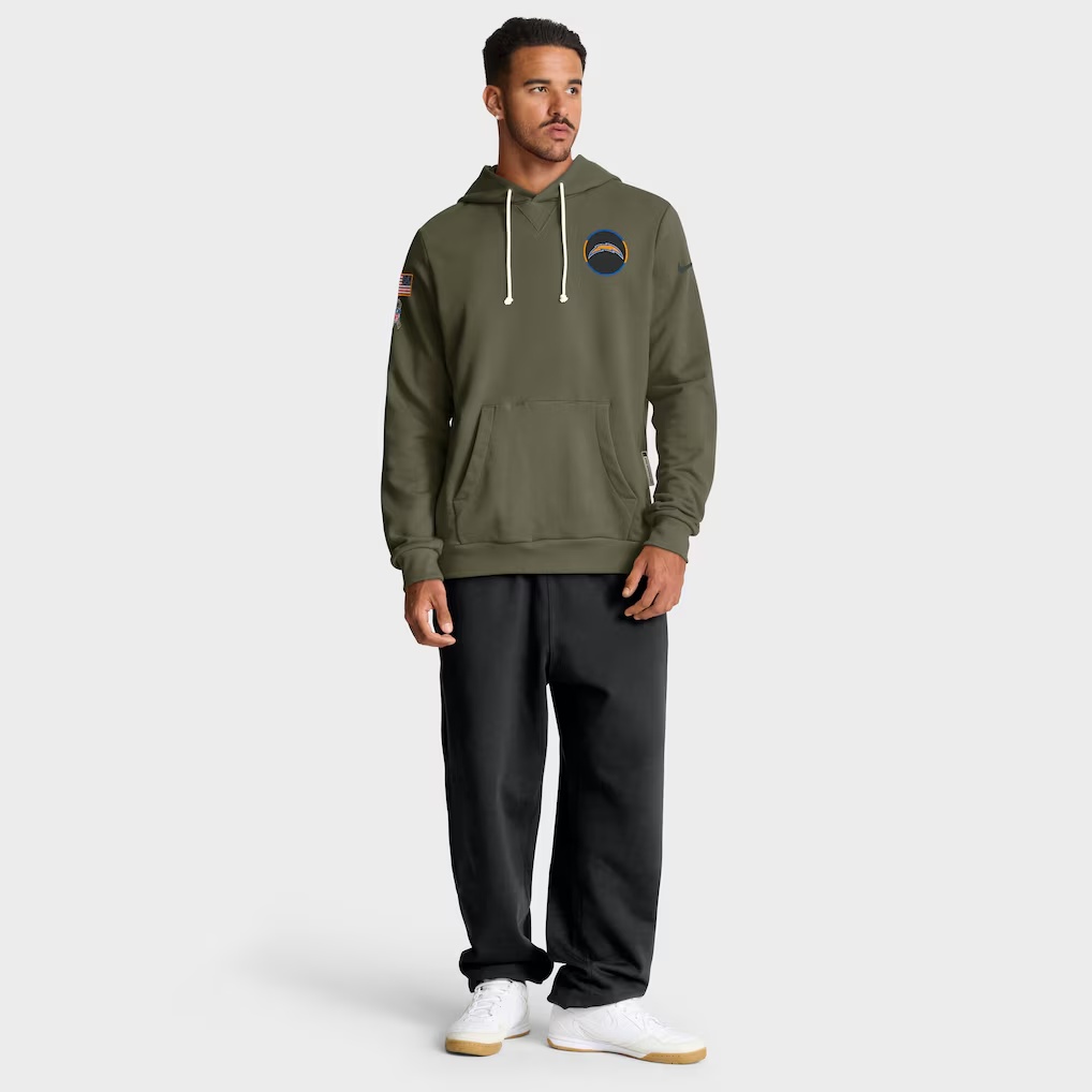 2051-Los-Angeles-Chargers-Nike-2025-Salute-to-Service-Sideline-Standard-Issue-Dri-FIT-Hoodie-Olive-3.jpg Los Angeles Chargers Nike 2025 Salute to Service Sideline Standard Issue Dri-FIT Hoodie - Olive