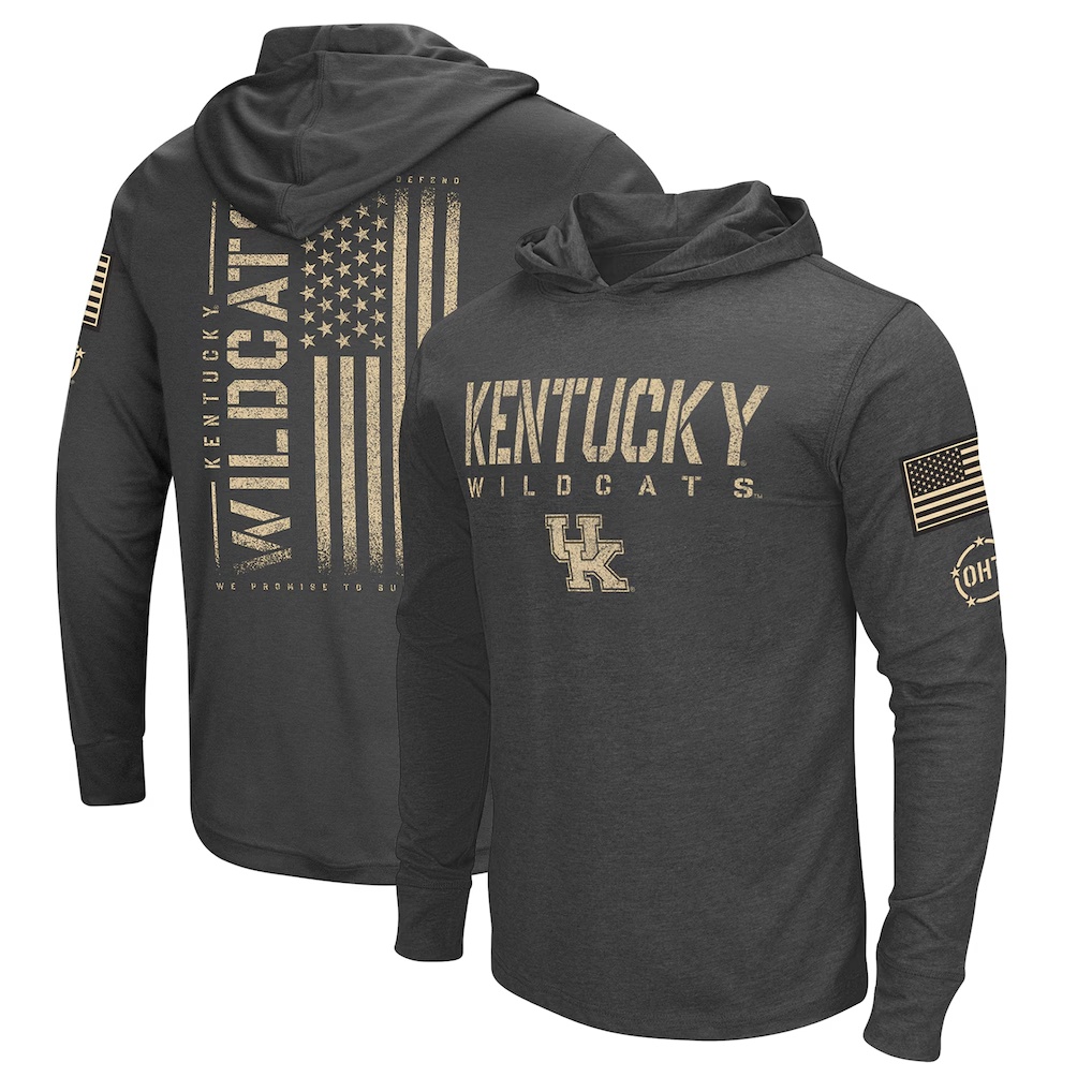 Kentucky Wildcats Colosseum Team OHT Military Appreciation Long Sleeve Hoodie T-Shirt - Heather Black
