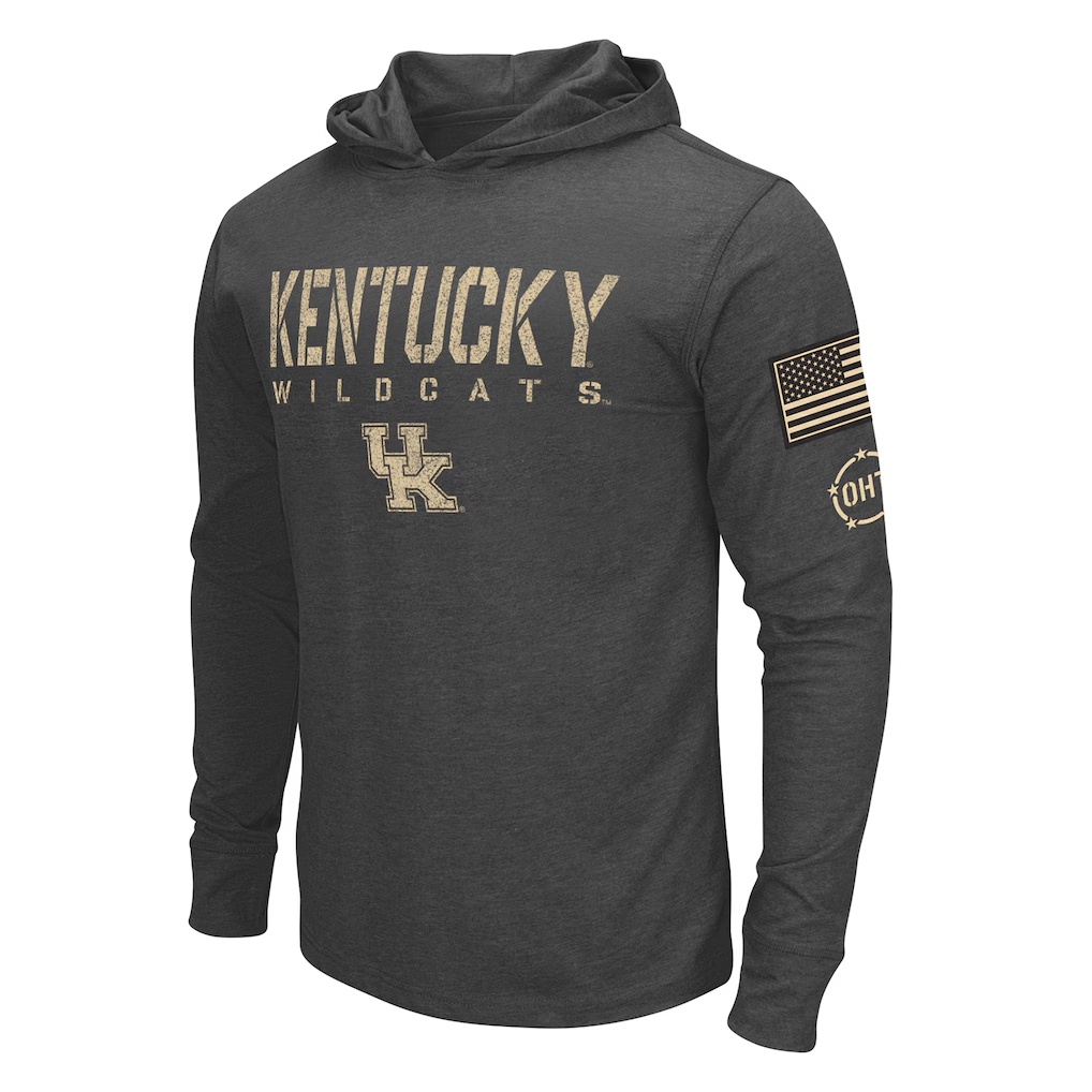 Kentucky Wildcats Colosseum Team OHT Military Appreciation Long Sleeve Hoodie T-Shirt - Heather Black