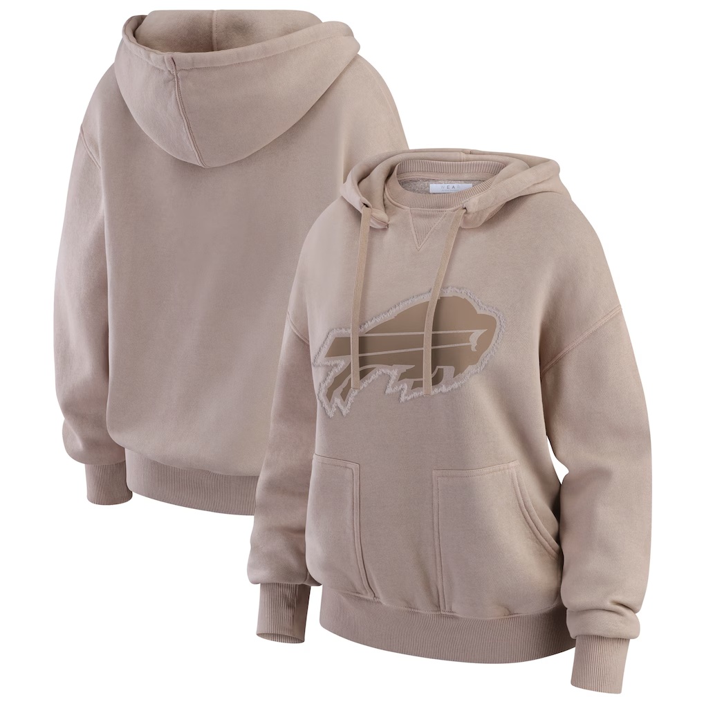 Buffalo Bills WEAR by Erin Andrews Women's Washed Pullover Crewdie - Tan