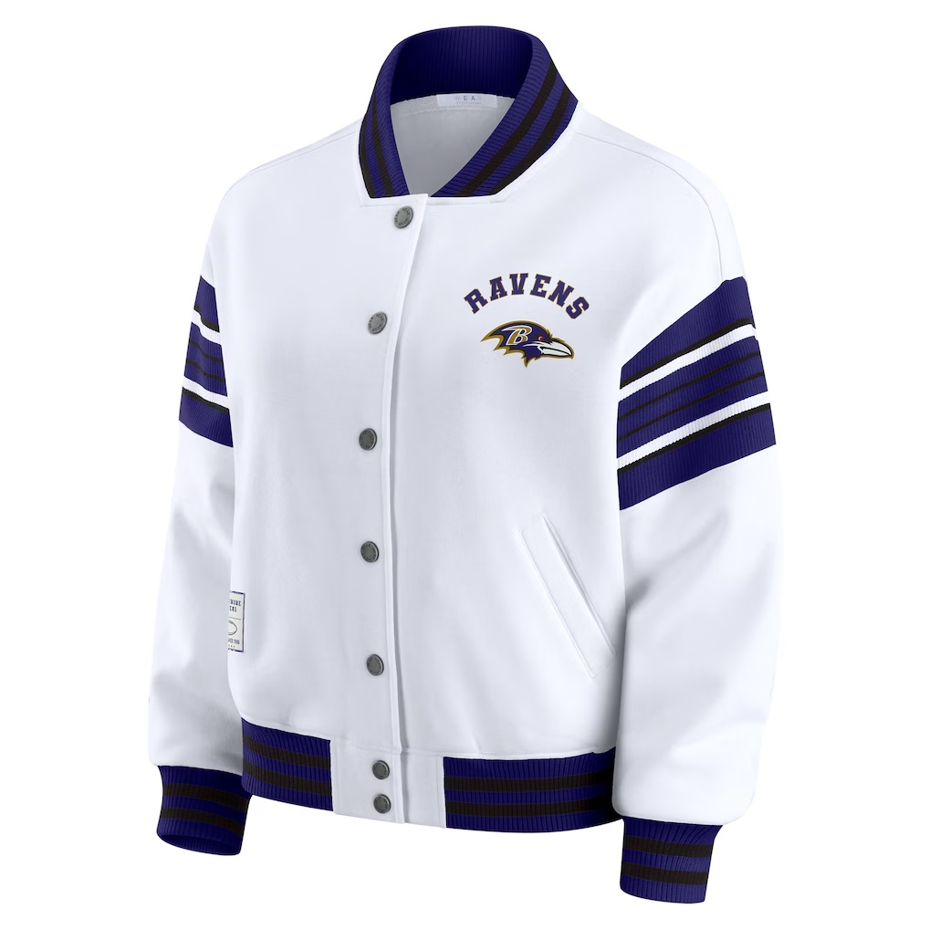 Baltimore Ravens WEAR by Erin Andrews Women's Full-Snap Fleece Sweatshirt Jacket - White