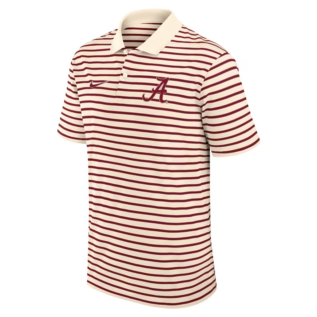 Alabama Crimson Tide Nike Primary Logo Striped Dri-FIT Polo - Cream