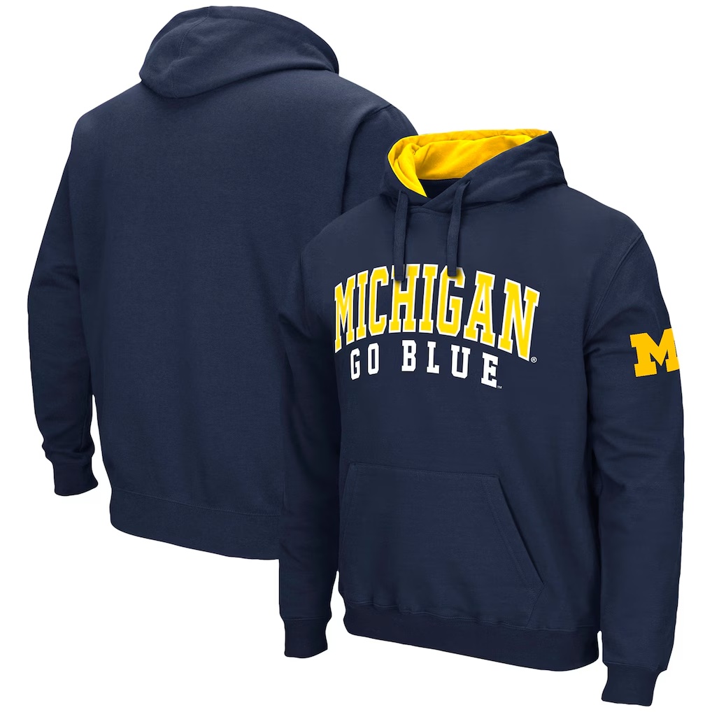 Michigan Wolverines Colosseum Double Arch Pullover Hoodie - Navy