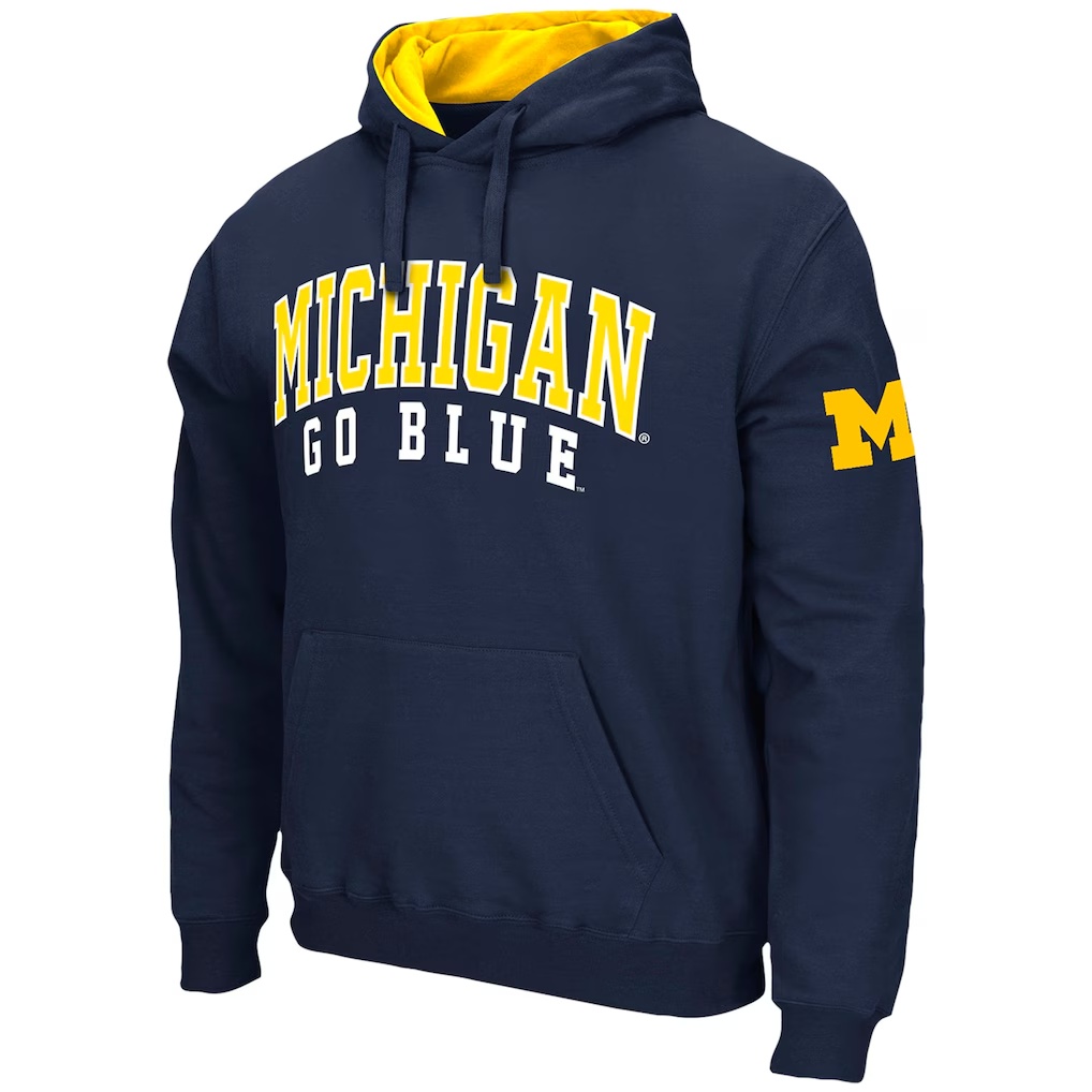 Michigan Wolverines Colosseum Double Arch Pullover Hoodie - Navy