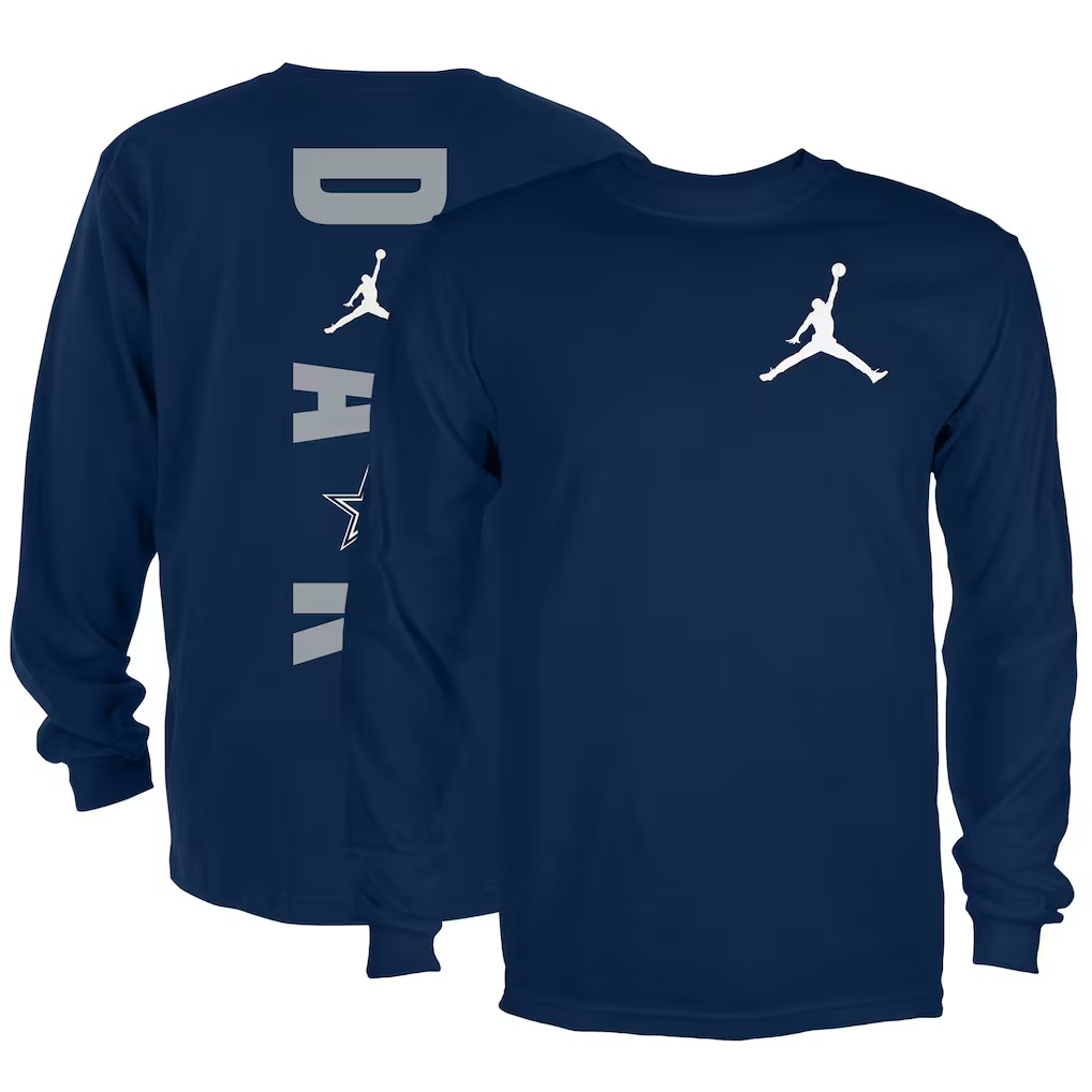 Dak Prescott Dallas Cowboys Jordan Brand Player Wordmark Graphic Long Sleeve T-Shirt - Navy