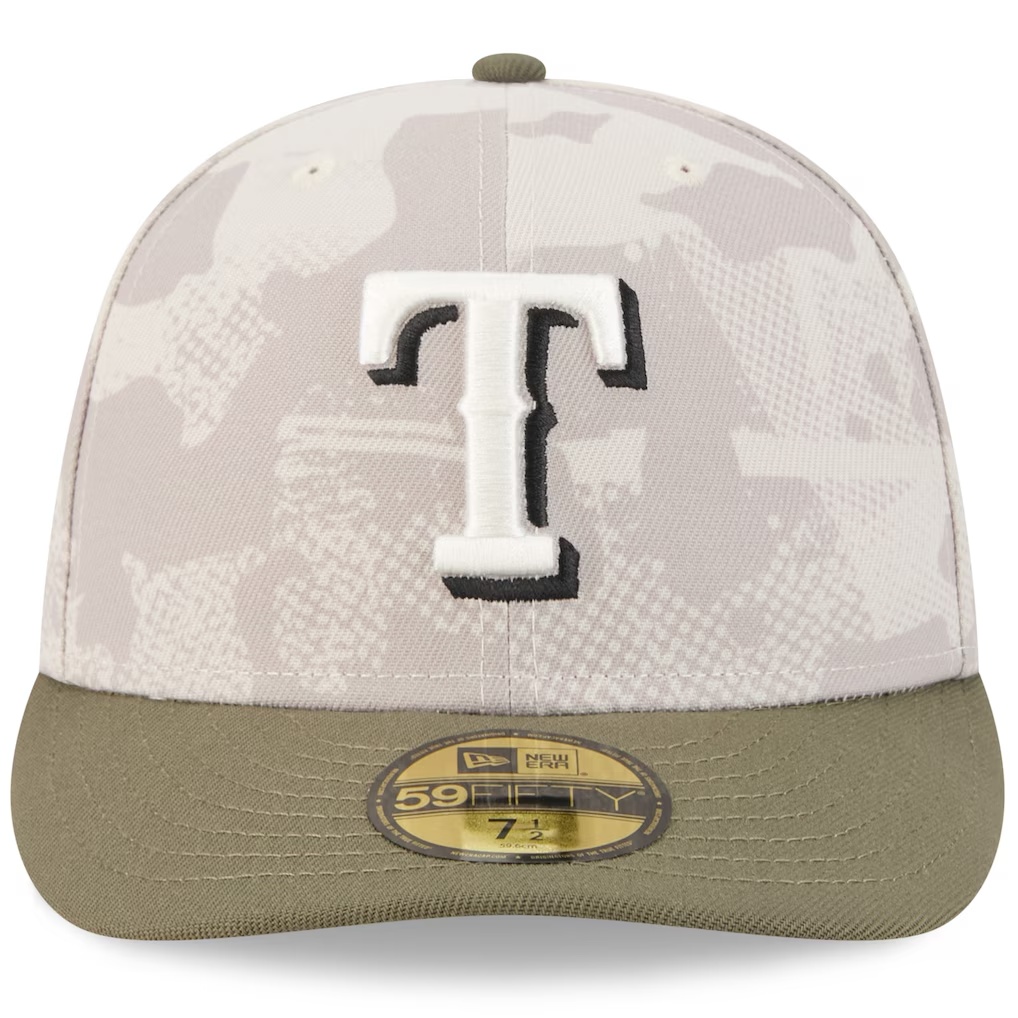 Texas Rangers New Era 2025 Armed Forces Day 59FIFTY Fitted Hat - Light Beige/Olive