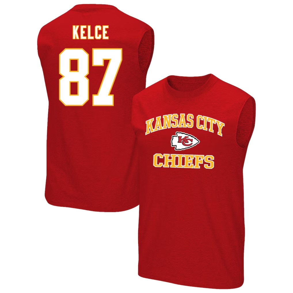 Travis Kelce Kansas City Chiefs Fanatics Big & Tall Player Name & Number Muscle Tank Top - Red