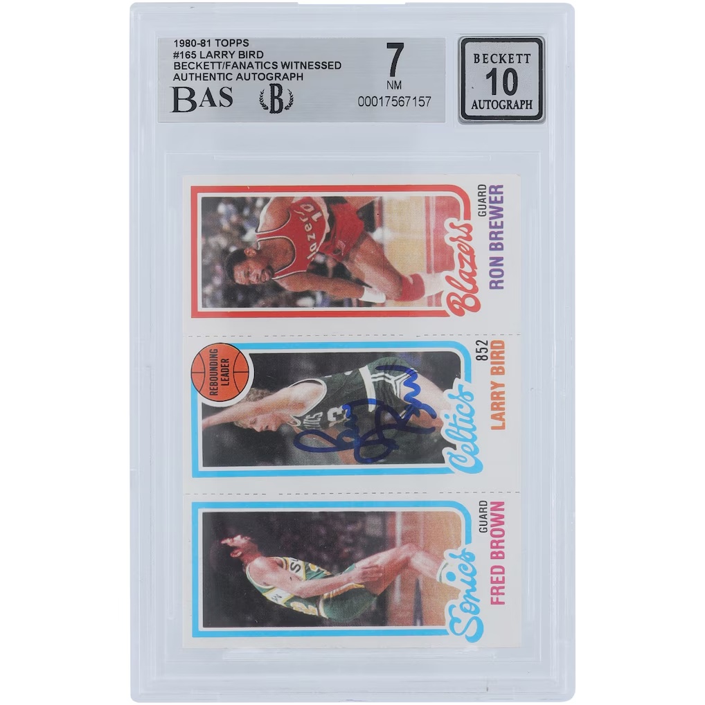 Larry Bird Boston Celtics Autographed 1980-81 Topps #165 Beckett Fanatics Witnessed Authenticated 7/10 Rookie Card