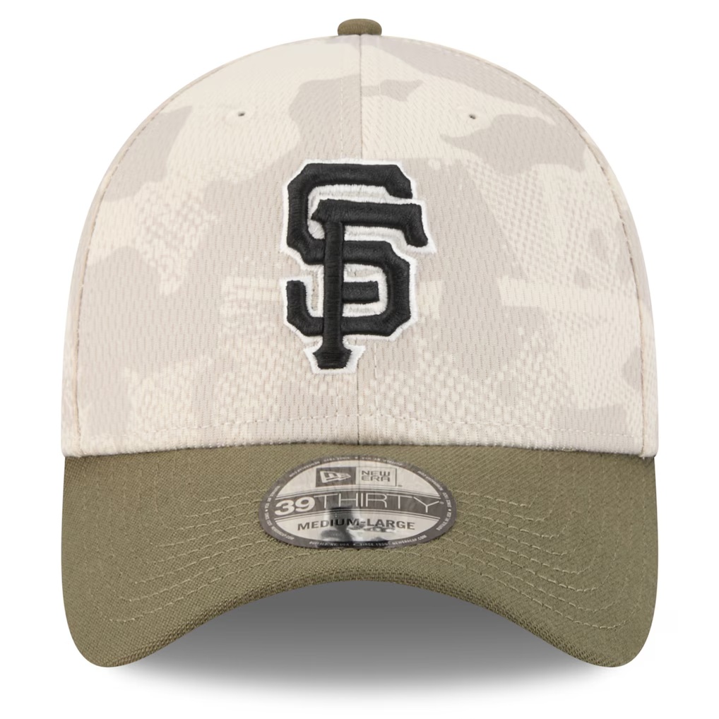San Francisco Giants New Era 2025 Armed Forces Day 39THIRTY Flex Hat - Light Beige/Olive