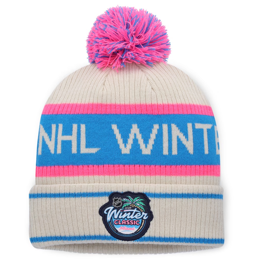 Fanatics 2026 NHL Winter Classic Event Cuffed Pom Knit Hat - Cream/Blue
